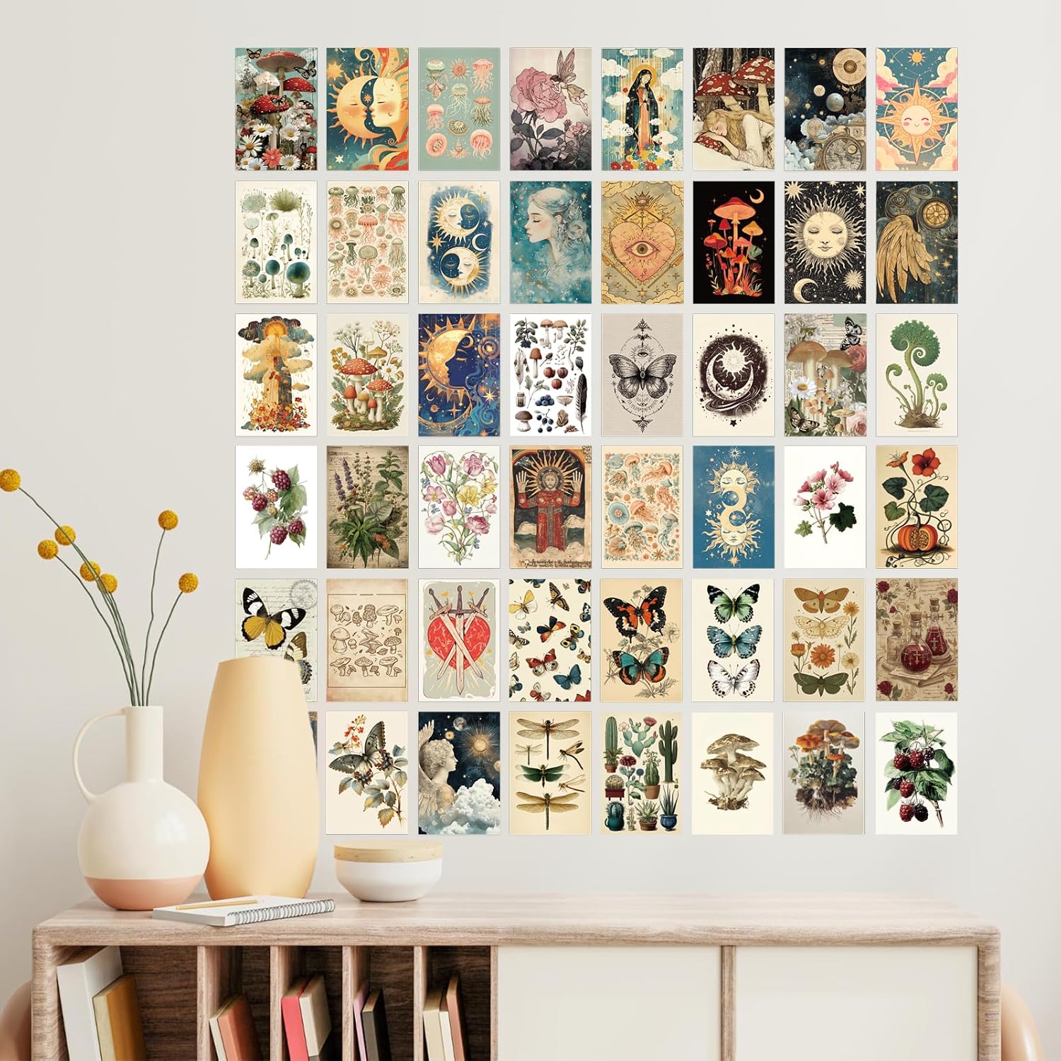 Tlenpo 64 Pcs Vintage Postcard Set, Vintage Post Cards for Mailing, Retro Botanical Butterfly Ephemera, Scrapbooks, Collage, DIY Card, Wall Decor (4×6) - Image 5