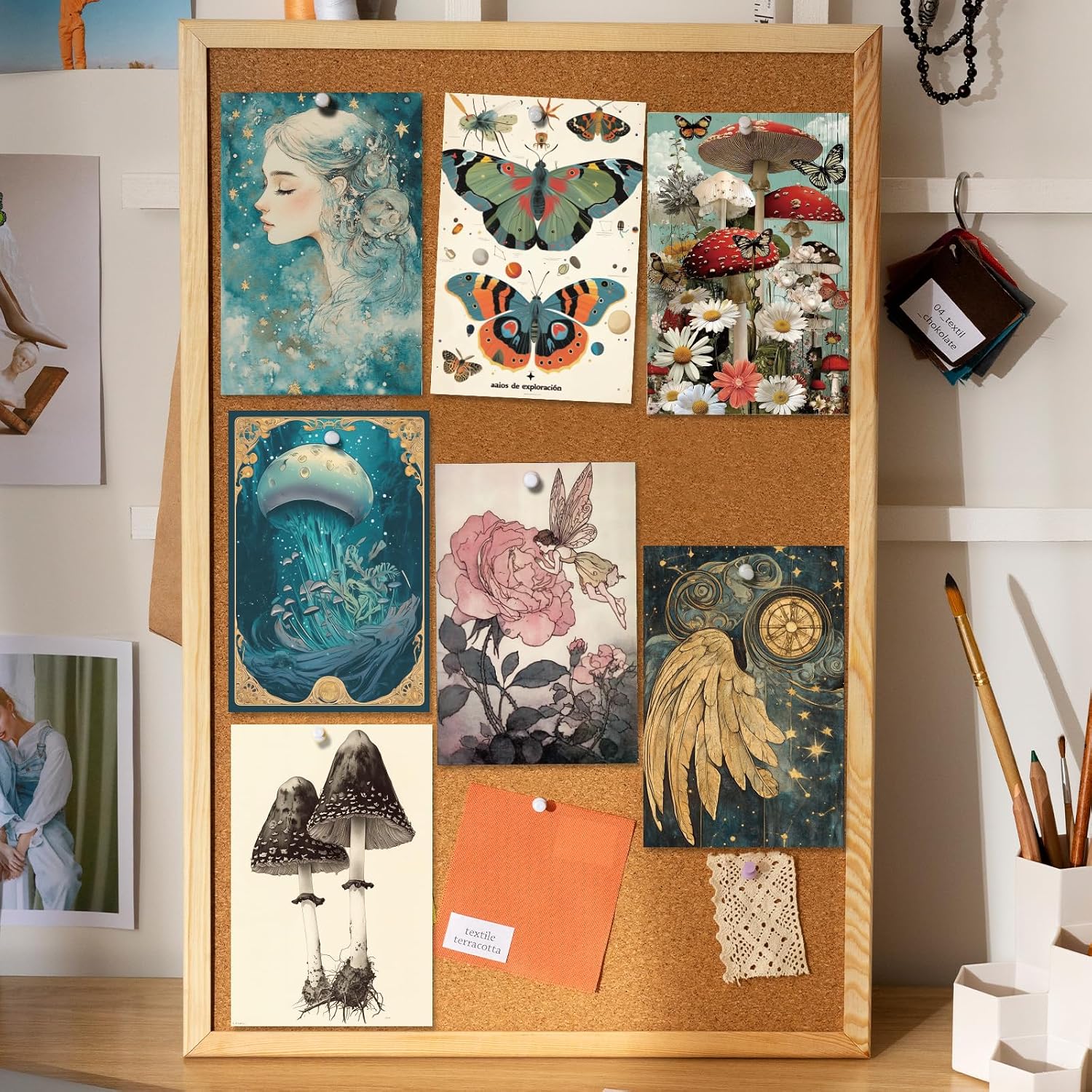 Tlenpo 64 Pcs Vintage Postcard Set, Vintage Post Cards for Mailing, Retro Botanical Butterfly Ephemera, Scrapbooks, Collage, DIY Card, Wall Decor (4×6) - Image 6